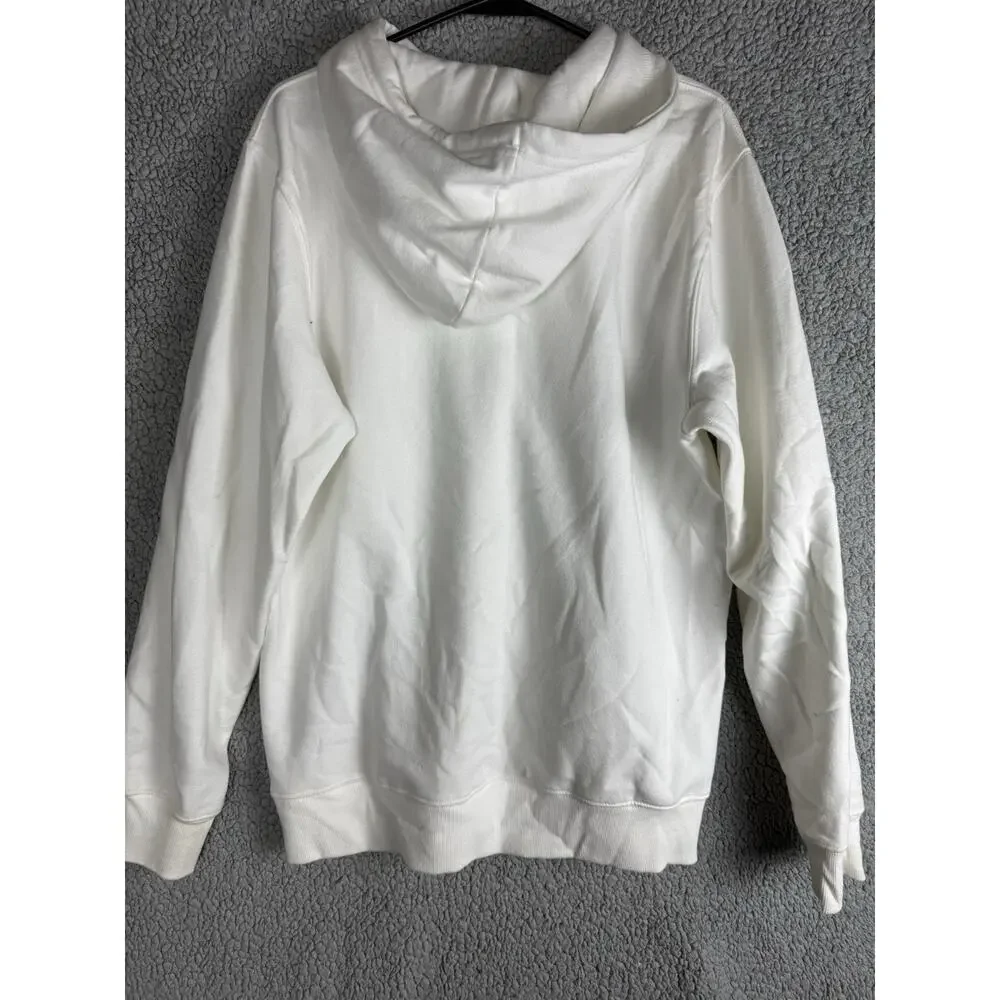 The North Face Hoodie Mens Large White Pullover Rainbow Graphic Sweatshirt
